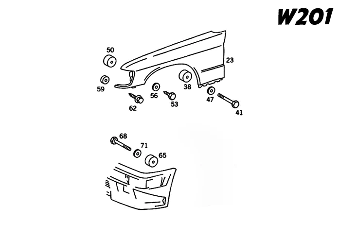 Mercedes W201 AMG W124 AMG Wide Fender Spacer Kit Set - White (HWA1248800197) — view 3