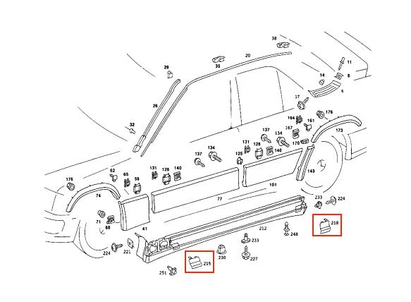 Mercedes W201 EVO 190 Cosworth Jack Point Covers (Set of 4) - Primed (A2016980530 / A2016980630 / A2016980730 / A2016980830) — view 3