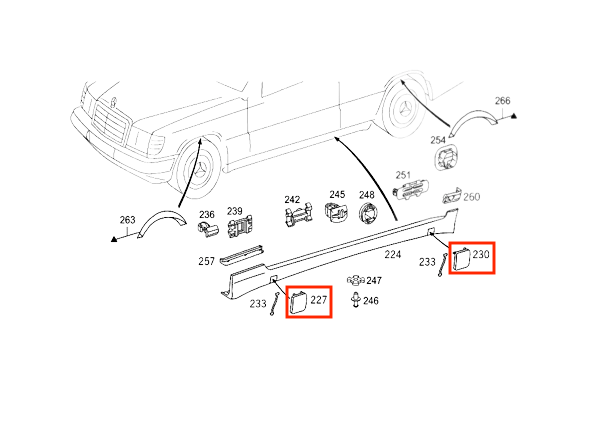 Mercedes W202 AMG Jacking Point Cover Set of 4 (HWA2026980130) — view 3