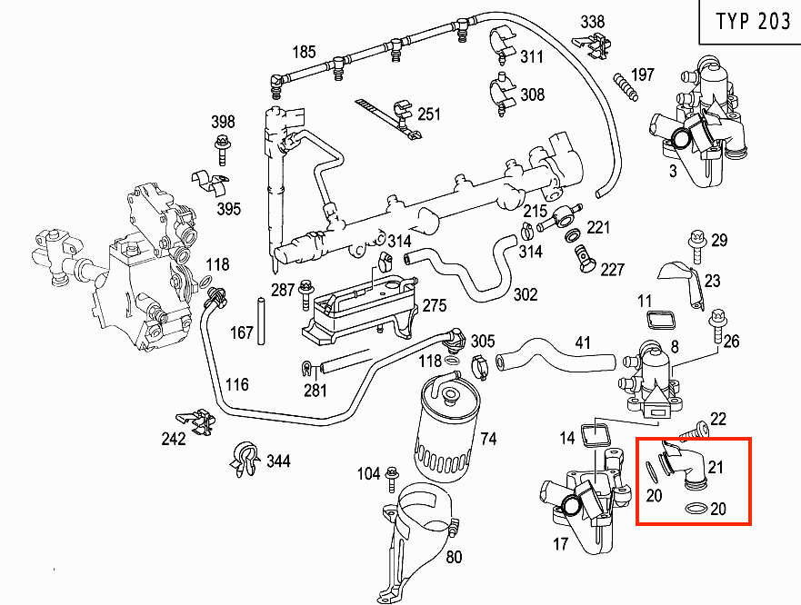 Mercedes W203 W209 Water Pipe Piece Connector EGR (A6112030308) — view 4