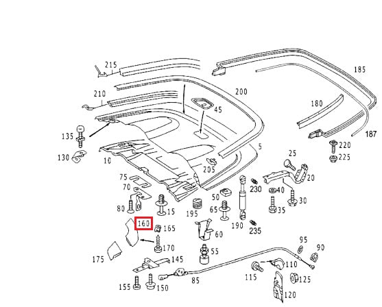 Mercedes W208 CLK Convertible Top Rear Flap Trim Cover Left or Right (A2086930333 / A2086930433) - All Colours — view 3