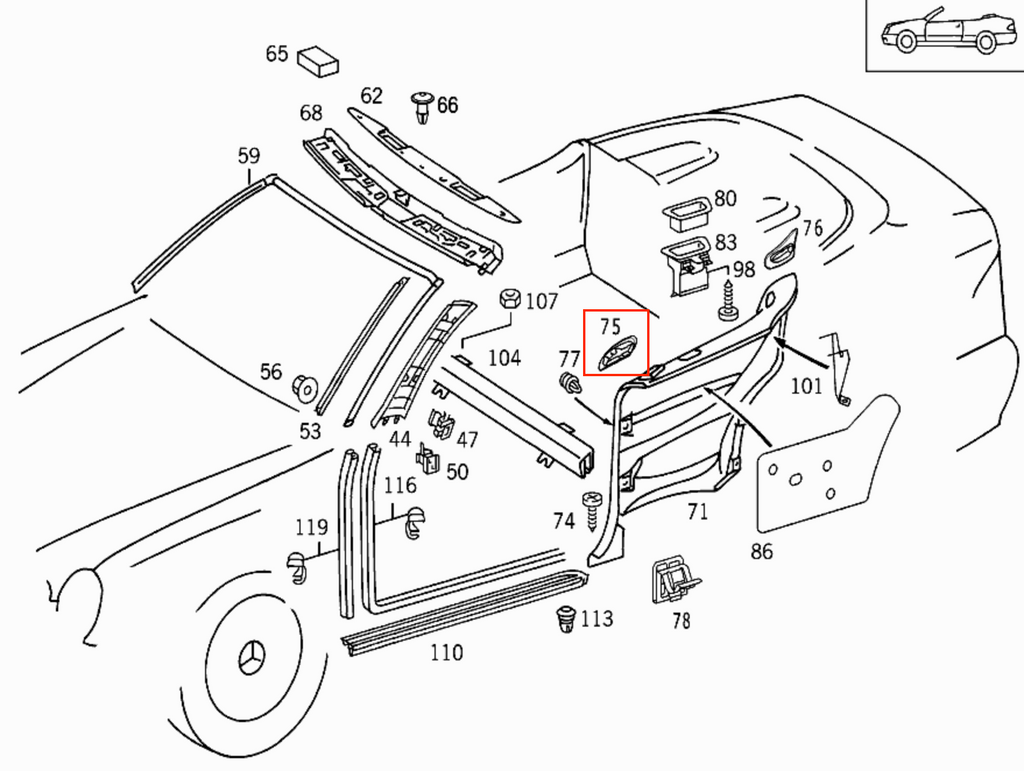 Mercedes W208 CLK Interior Front Seat Belt Outlet Cover Trim Left or Right (A2086920158 / A2086920258) - All Colours — view 17