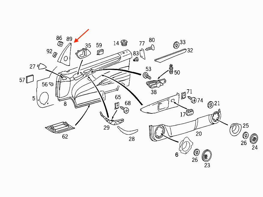 Mercedes W208 CLK Speaker Cover Tweeter Cover Trim Left or Right (A2087250111 / A2087250211) - All Colours — view 5