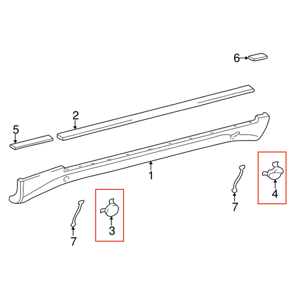 Mercedes W210 AMG Side Rocker Jack Cover Trim Caps Set Of 4 - Primed (HWA2106980130 / HWA2106980230) — view 3