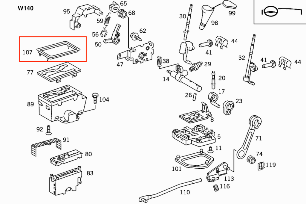 Mercedes W210 W140 Automatic Console Shifter Surround Frame Trim (A1402670988) - Black — view 3