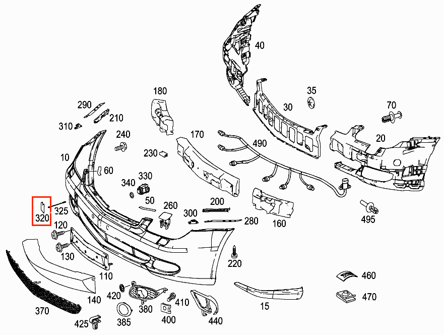 Mercedes W219 CLS Front Bumper Towing Eye Cover - Primed - A2198850026 — view 3