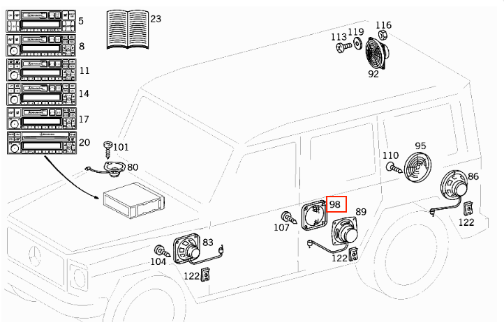 Mercedes W463 Speaker Cover - G-Class 1990-1999, 300GE, G320, G500 (A0008202812) — view 5