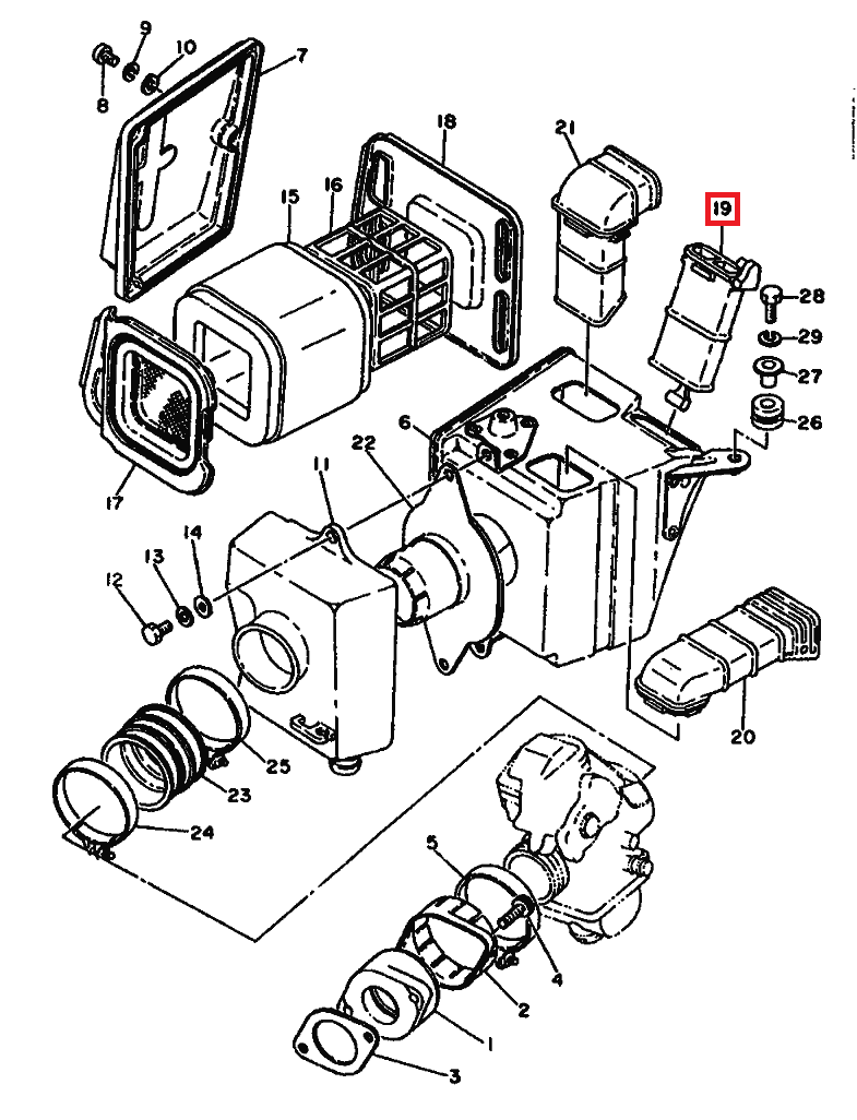 Yamaha XT500 Air Intake Duct Assembly Black (583144370000) — view 4